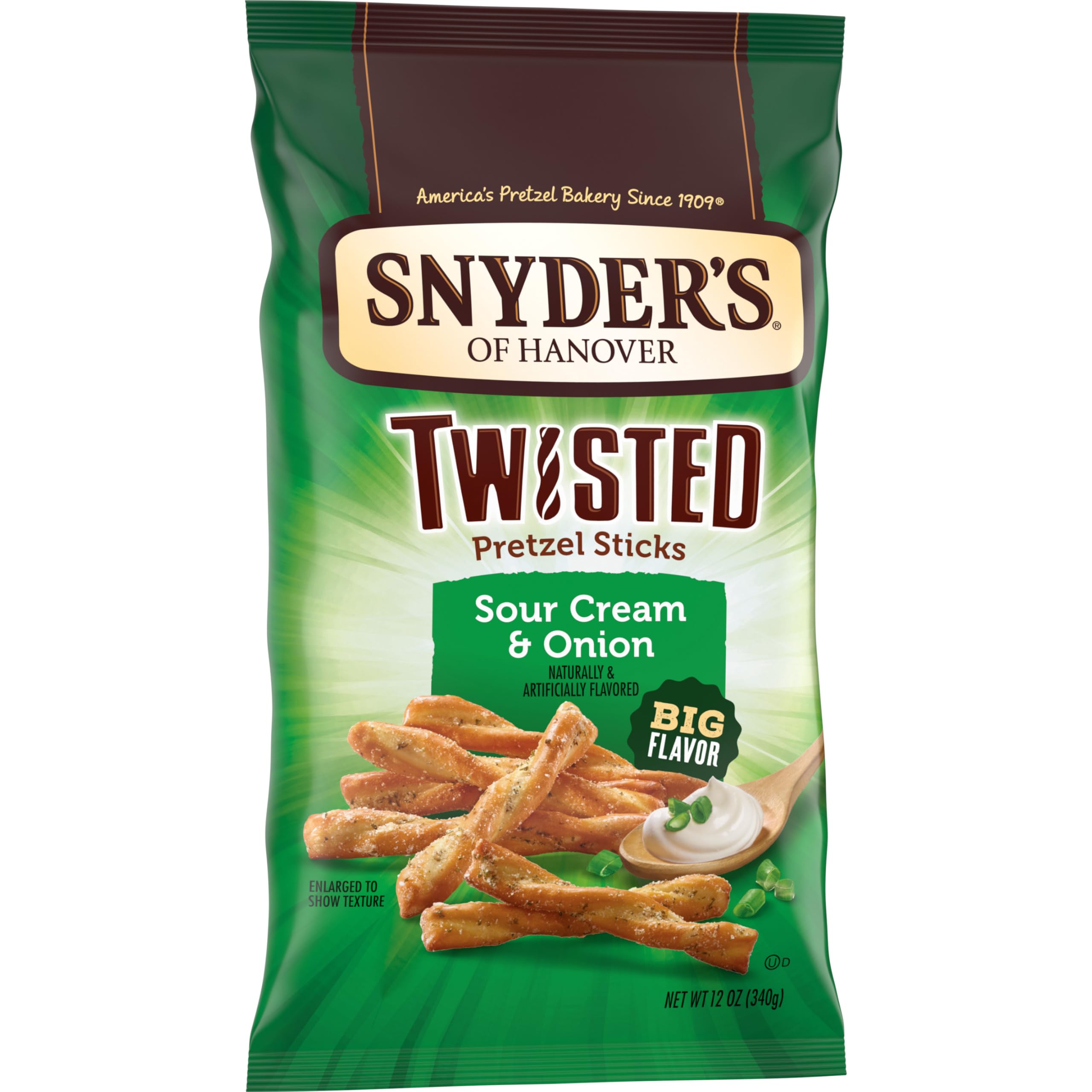 Close-up of twisted pretzel sticks showing airy crunch and seasoning