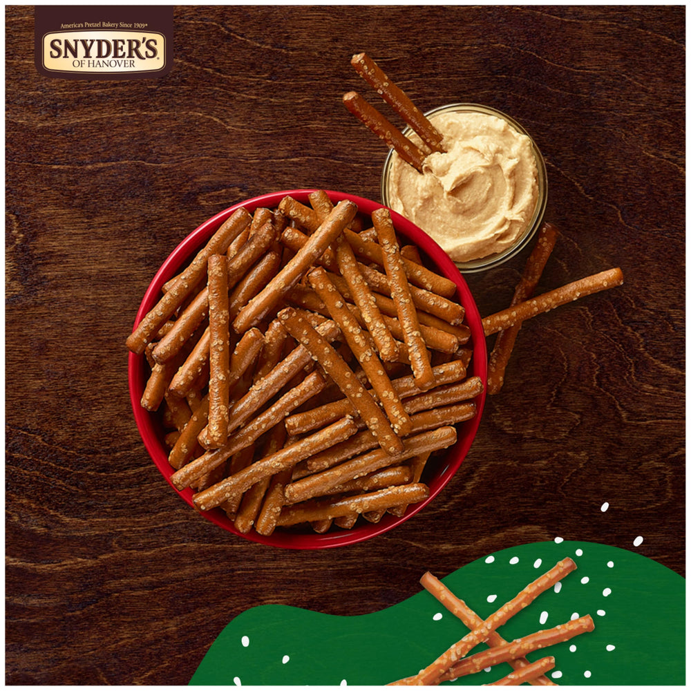 Snyder's pretzels snack bag ready for sharing with family.