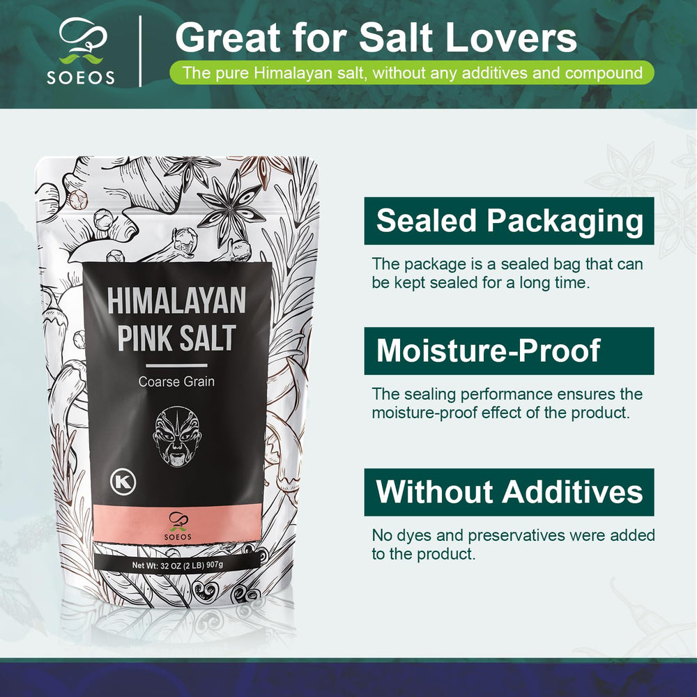 Soeos Himalayan Pink Salt in a kitchen scene for everyday meals.