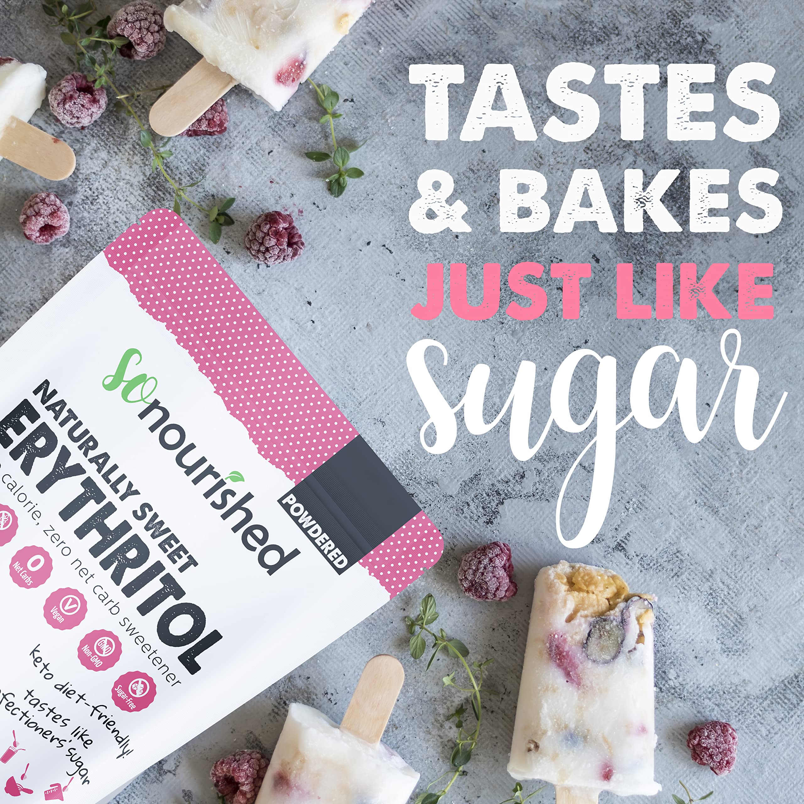 So Nourished erythritol in coffee mug enhances flavor without sugar