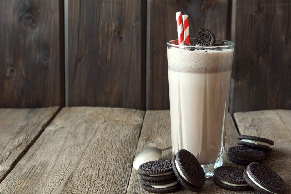 Soda Fountain Malted Milk Powder shake prep scene demonstrates easy, creamy mix