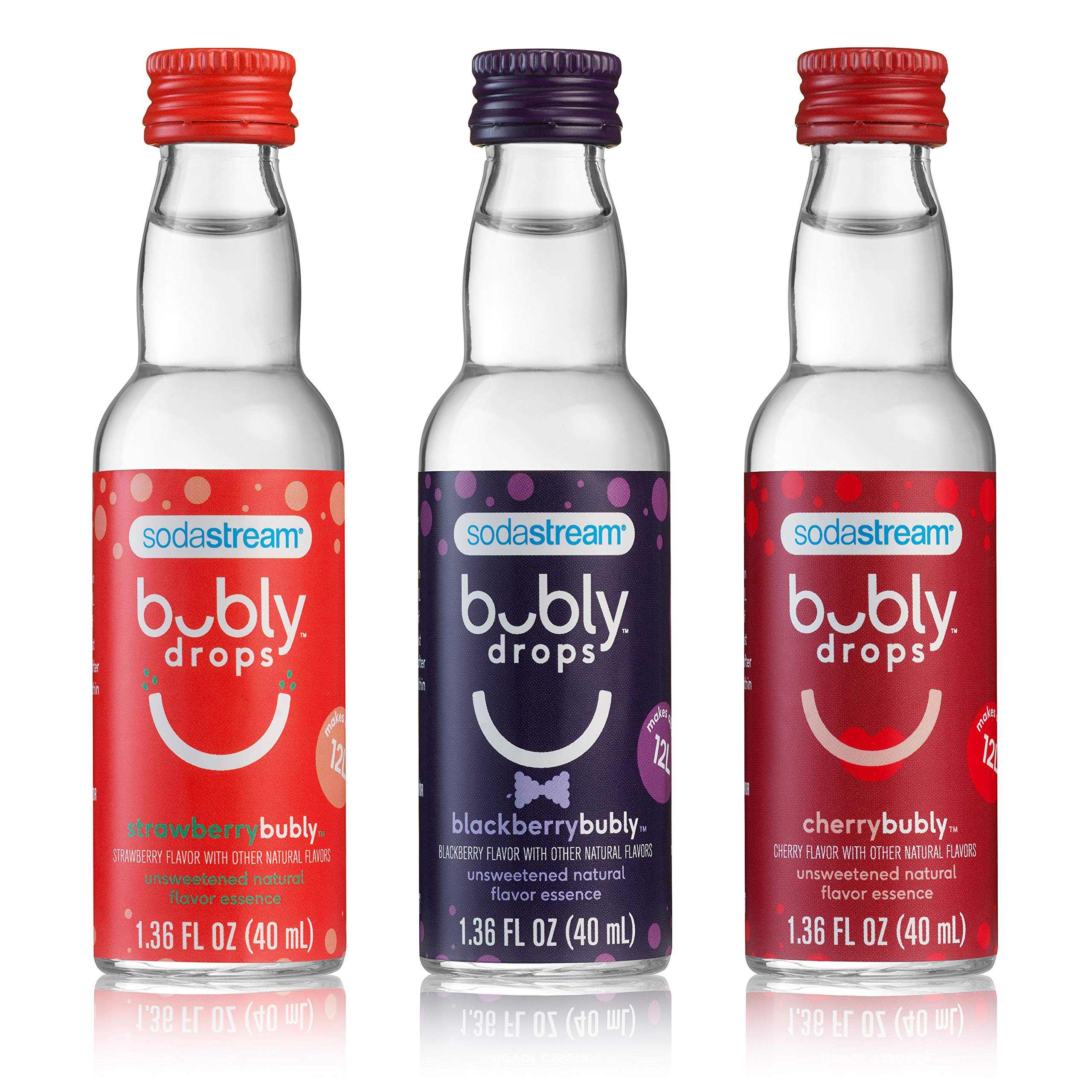 Sodastream Bubly Drops Berry Bliss collection label showing flavor variety for home mixing