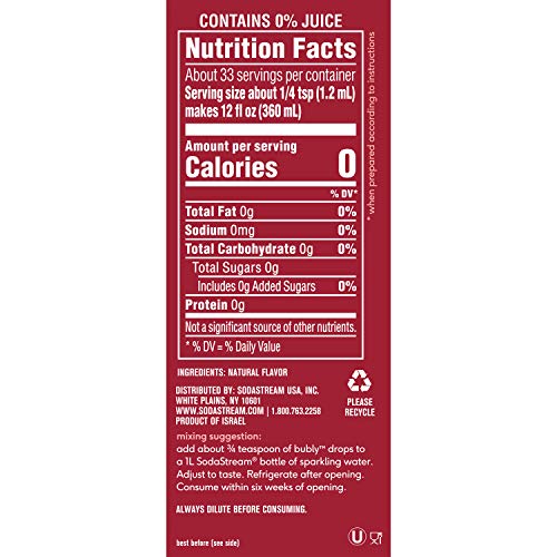 SodaStream bubly Drops Cherry in a glass enhances water with cherry flavor.