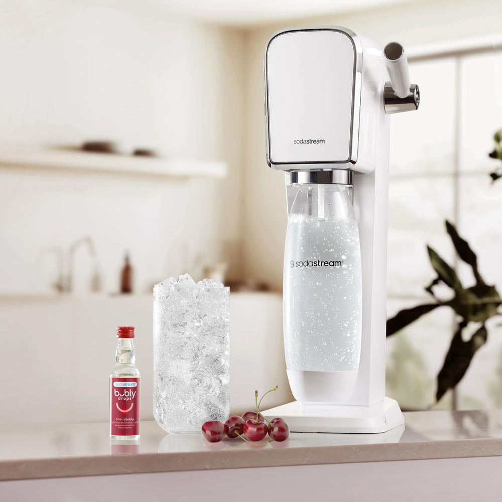 Dropping bubly Drops Cherry into water for a quick cherry fizz.