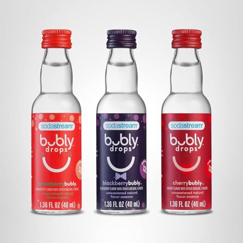 Sodastream Bubly Drops glass with sparkling water—refreshing berry notes for instant hydration