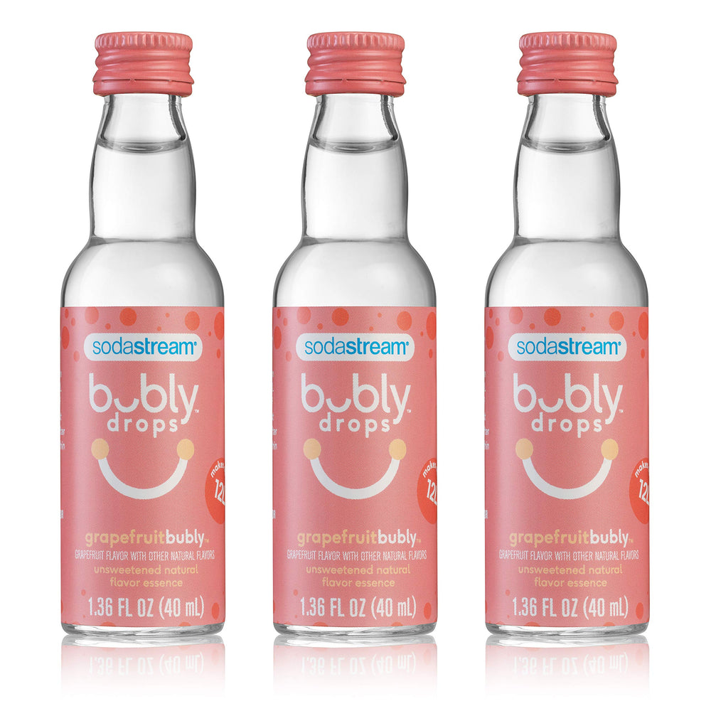 SodaStream Bubly Drops Grapefruit bottle for at-home flavoring.