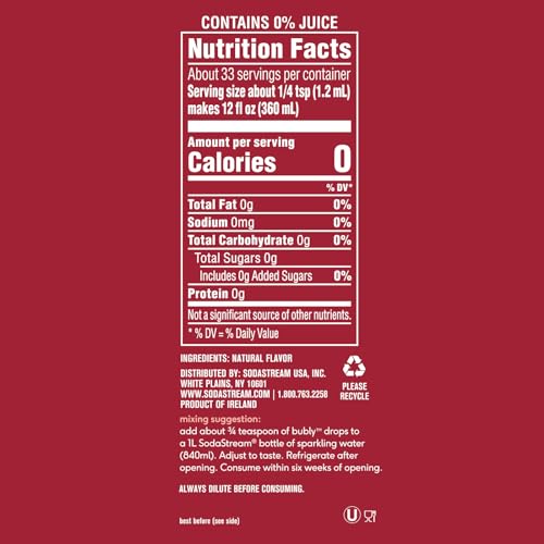 SodaStream bubly Drops Lime bottle close-up showing unsweetened natural flavor essence