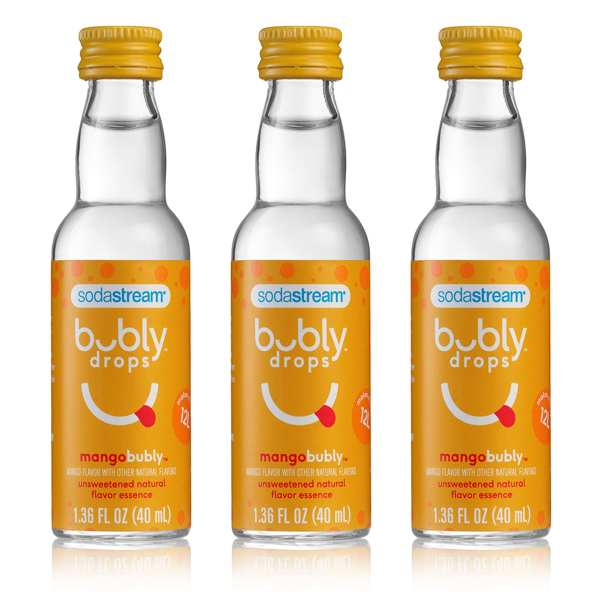 Sodastream Bubly Drops Mango bottle pack highlights convenient home flavoring.