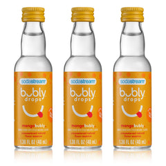 Sodastream Bubly Drops Mango bottle pack highlights convenient home flavoring.