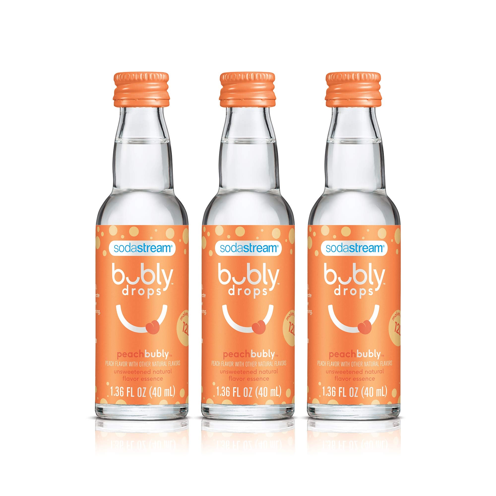 SodaStream bubly Drops Peach three-pack bottles for quick at-home flavoring