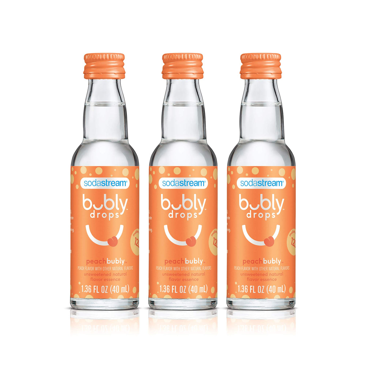 SodaStream bubly Drops Peach three-pack bottles for quick at-home flavoring