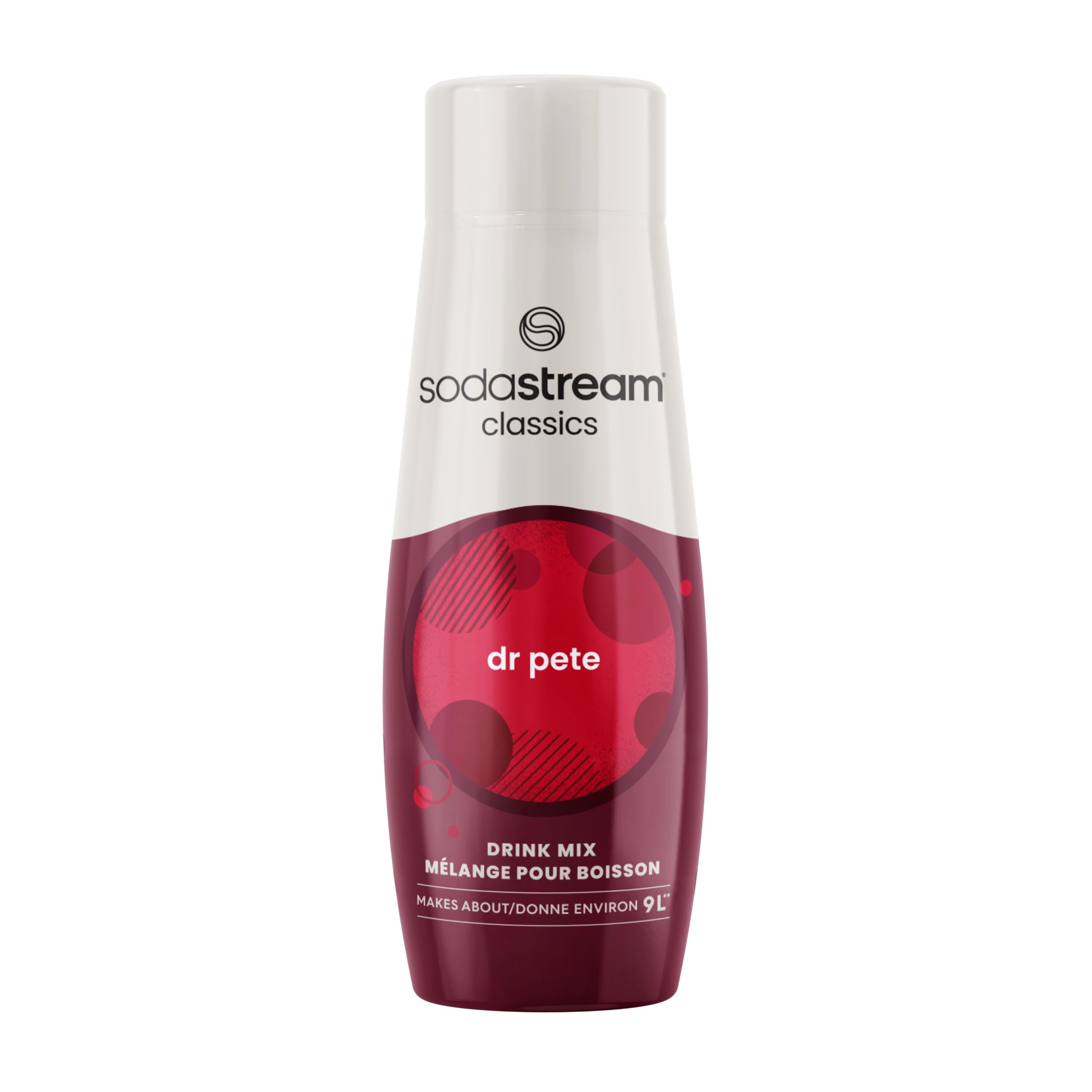 Sodastream Dr. Pete Syrup bottle for at-home sparkling drinks.