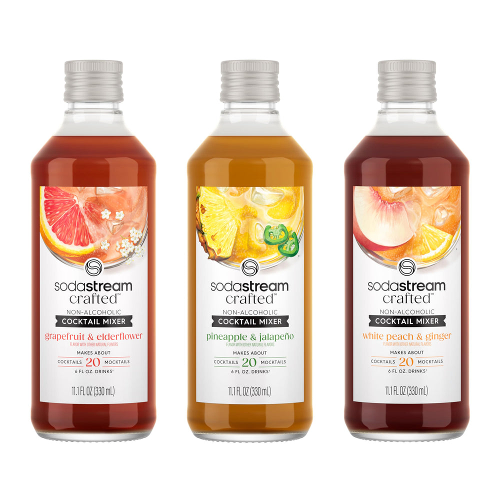 SodaStream Crafted Mixers Grapefruit Elderflower bottle front for at-home refreshing drinks