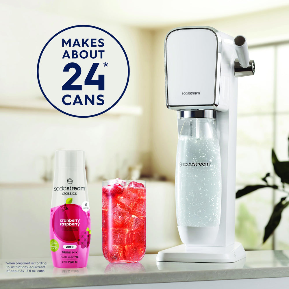 Sodastream Cranberry Raspberry Zero Calorie 4-pack front view for bulk home carbonation.