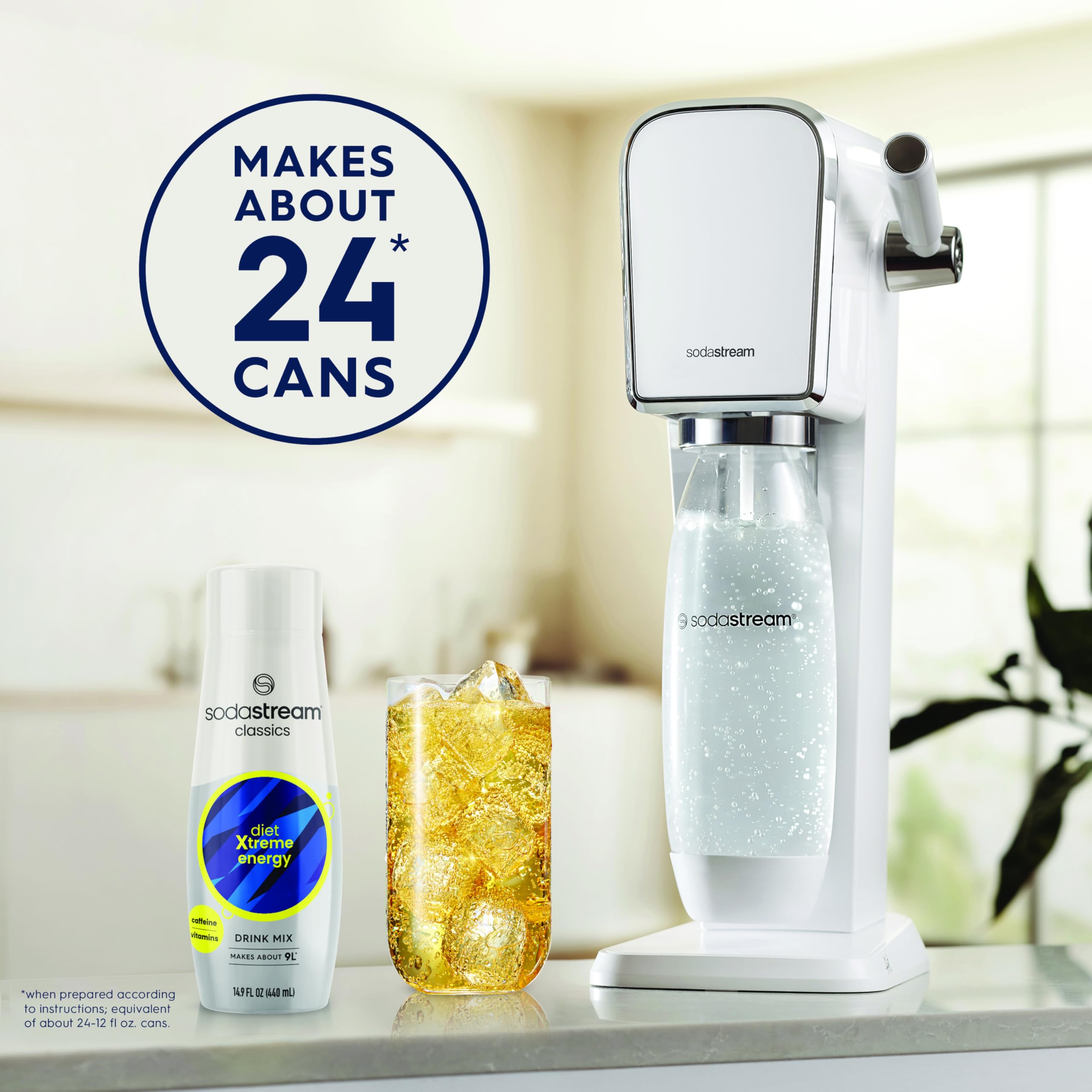 SodaStream Diet Energy pours into glass showing easy home carbonation