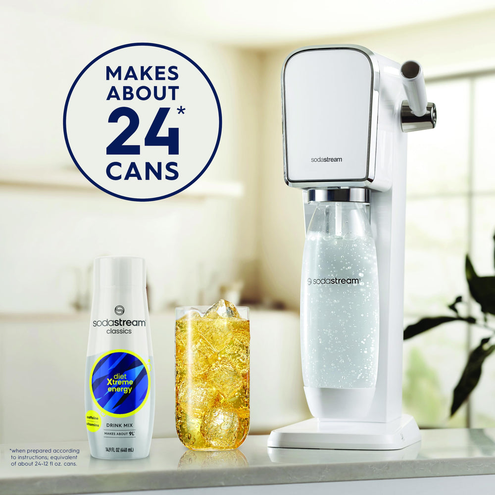 SodaStream Diet Energy pours into glass showing easy home carbonation