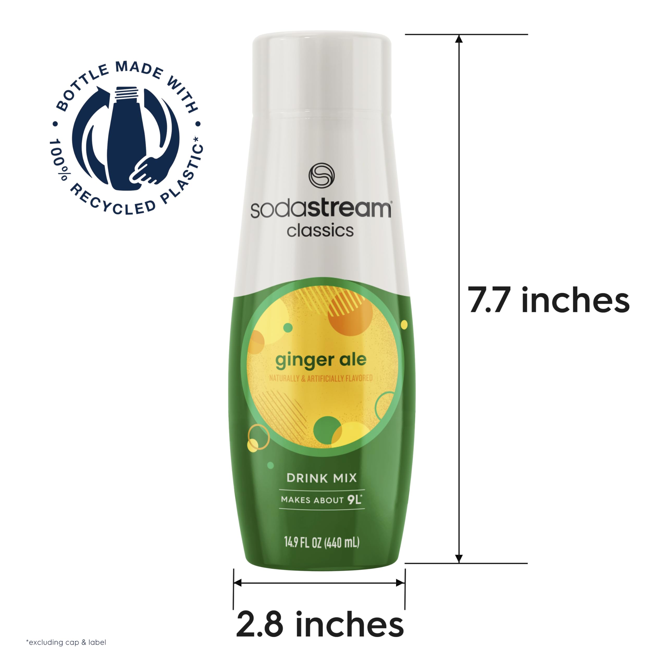 Packaging highlights absence of HFCS and aspartame in SodaStream Ginger Ale