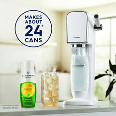 Close-up of the SodaStream Ginger Ale label showing lower sugar option
