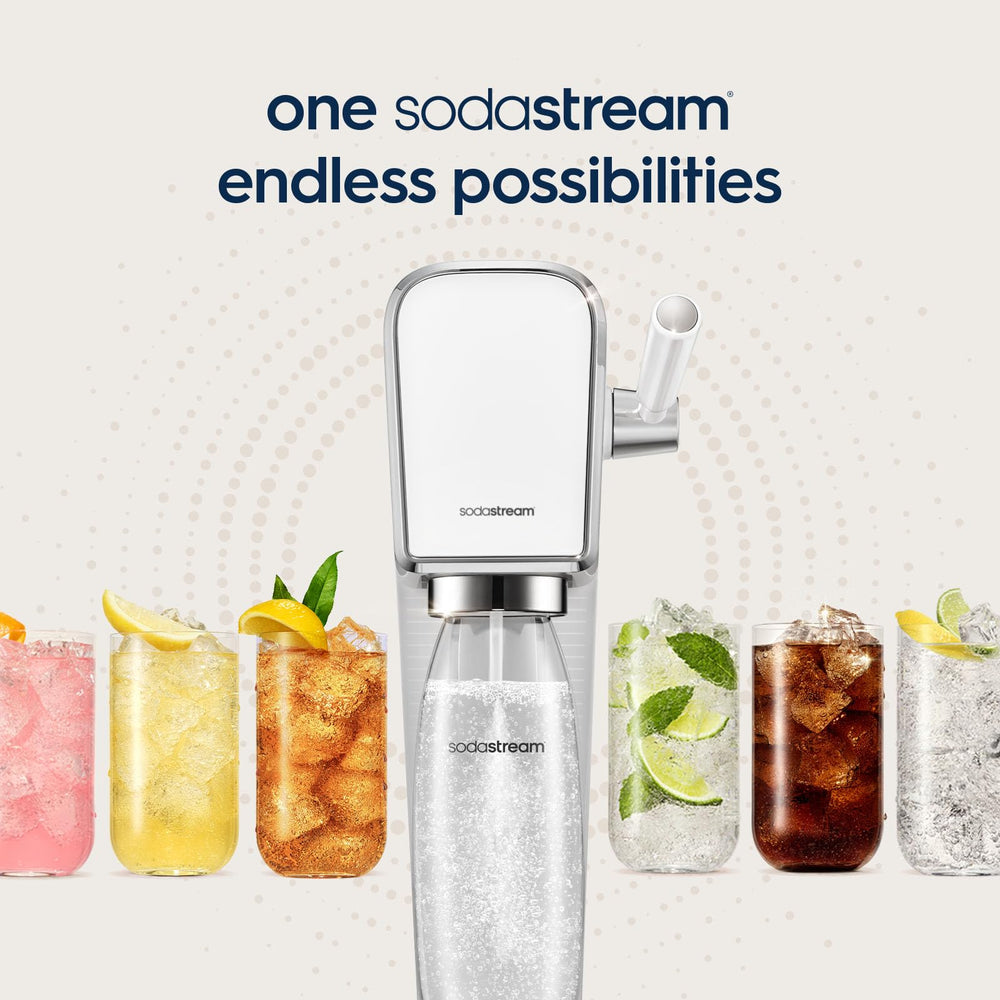 Sodastream machine with ginger ale syrup ready for home carbonation.