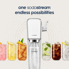 Sodastream machine with ginger ale syrup ready for home carbonation.
