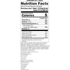 Sodastream Pink Grapefruit Zero Calorie label closeup, highlighting no calories per serving.