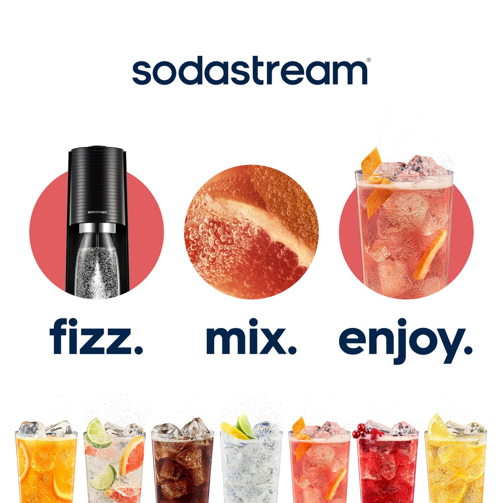 Sodastream Pink Grapefruit Zero Calorie text on bottle, signaling no sugar option.
