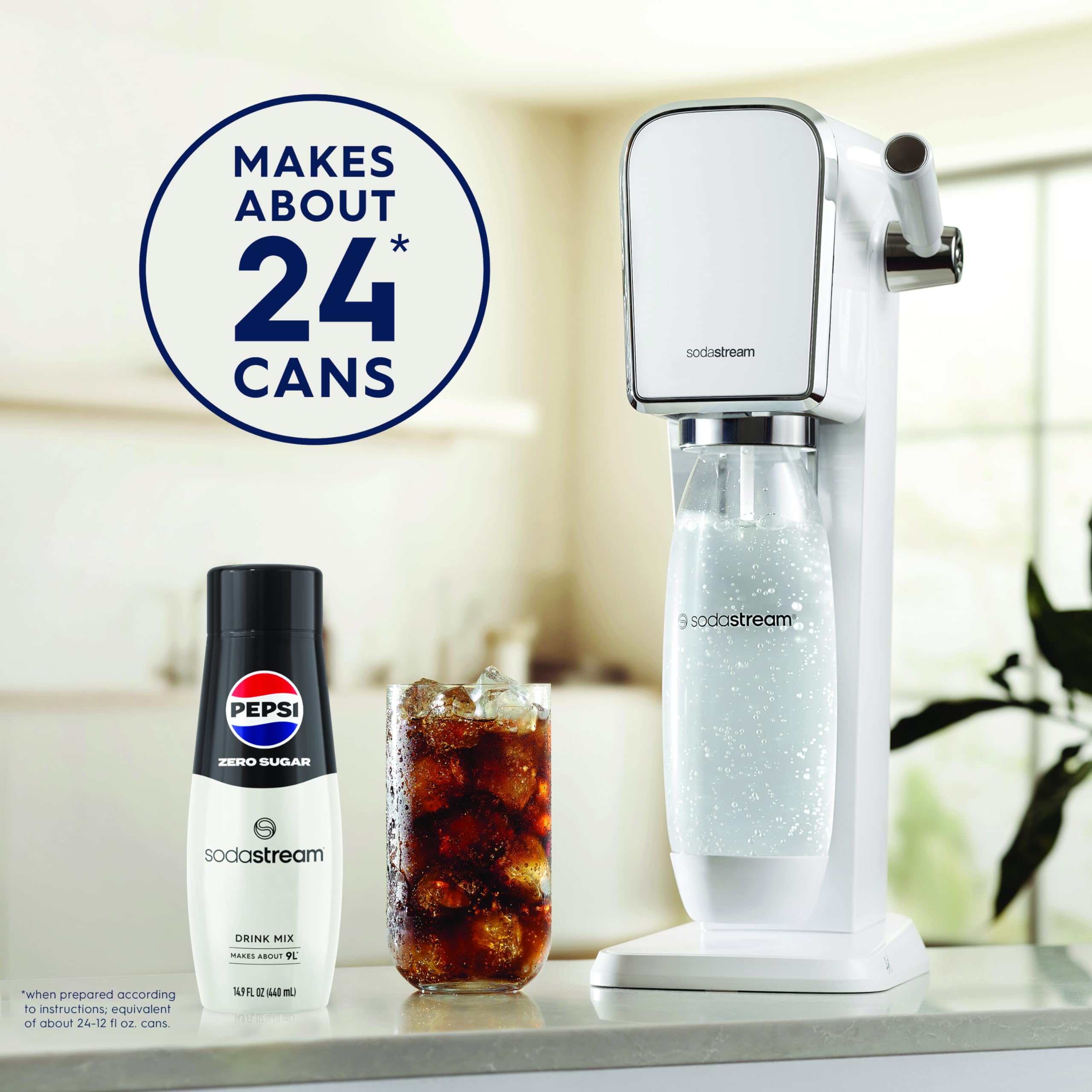 SodaStream Starry Zero Sugar mix 440ml display adds lemon lime flavor at home