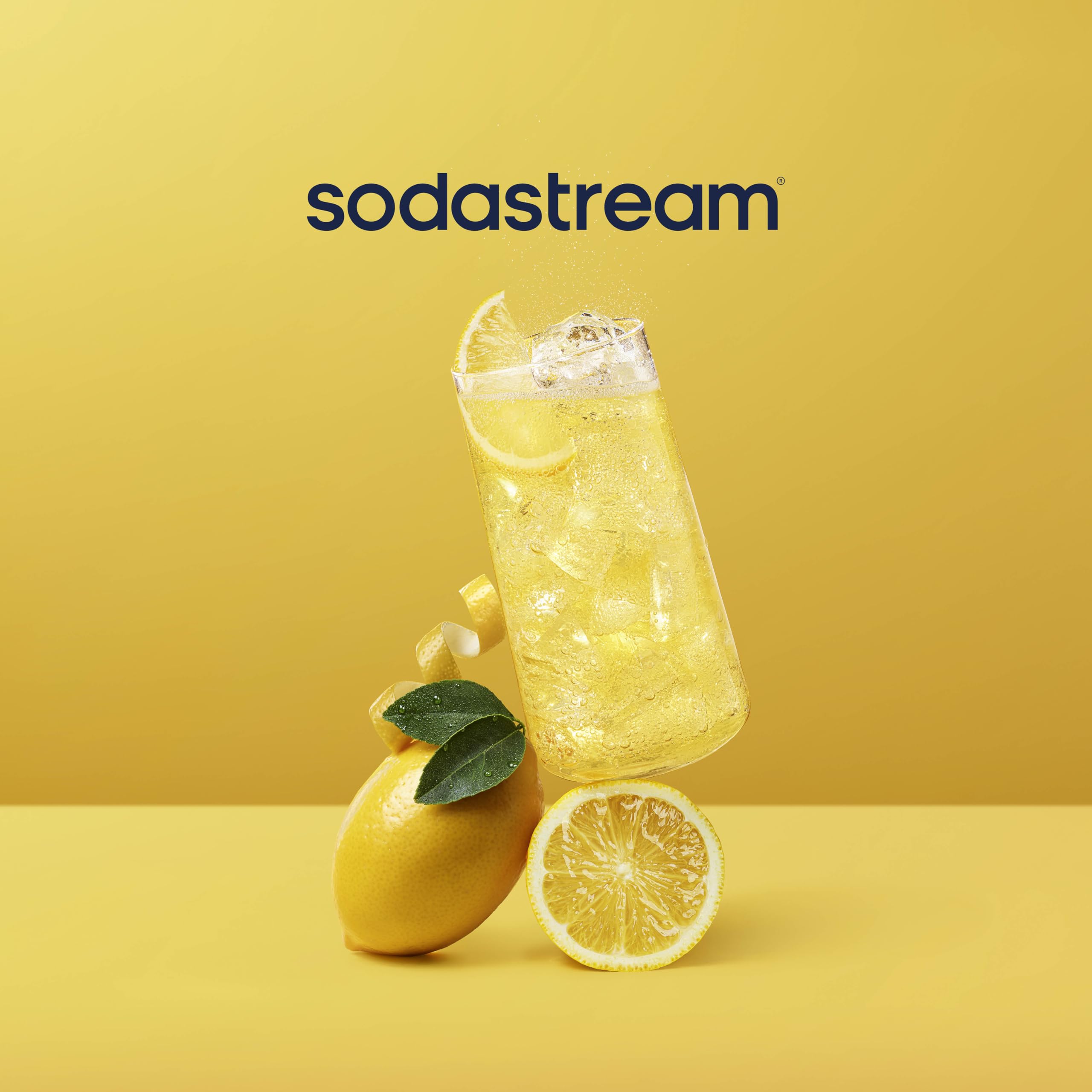 SodaStream Zero Lemonade bottle being poured into a glass.