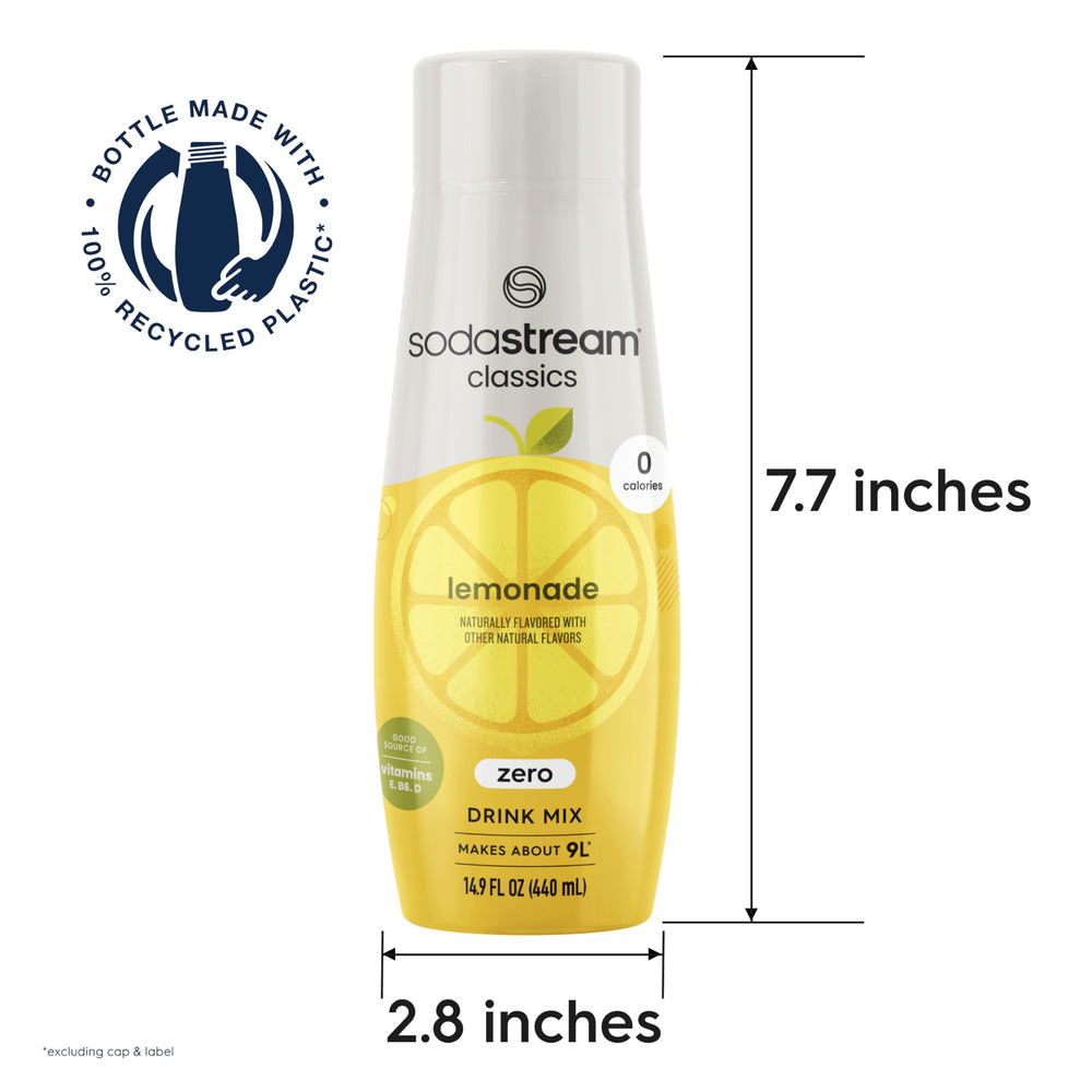 SodaStream Zero Lemonade sparkling glass with bubbles and citrus aroma.