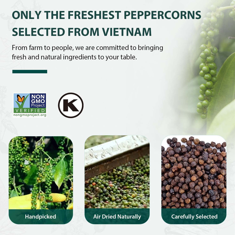 Soeos aroma-rich peppercorns awaken taste buds during cooking and at the table.