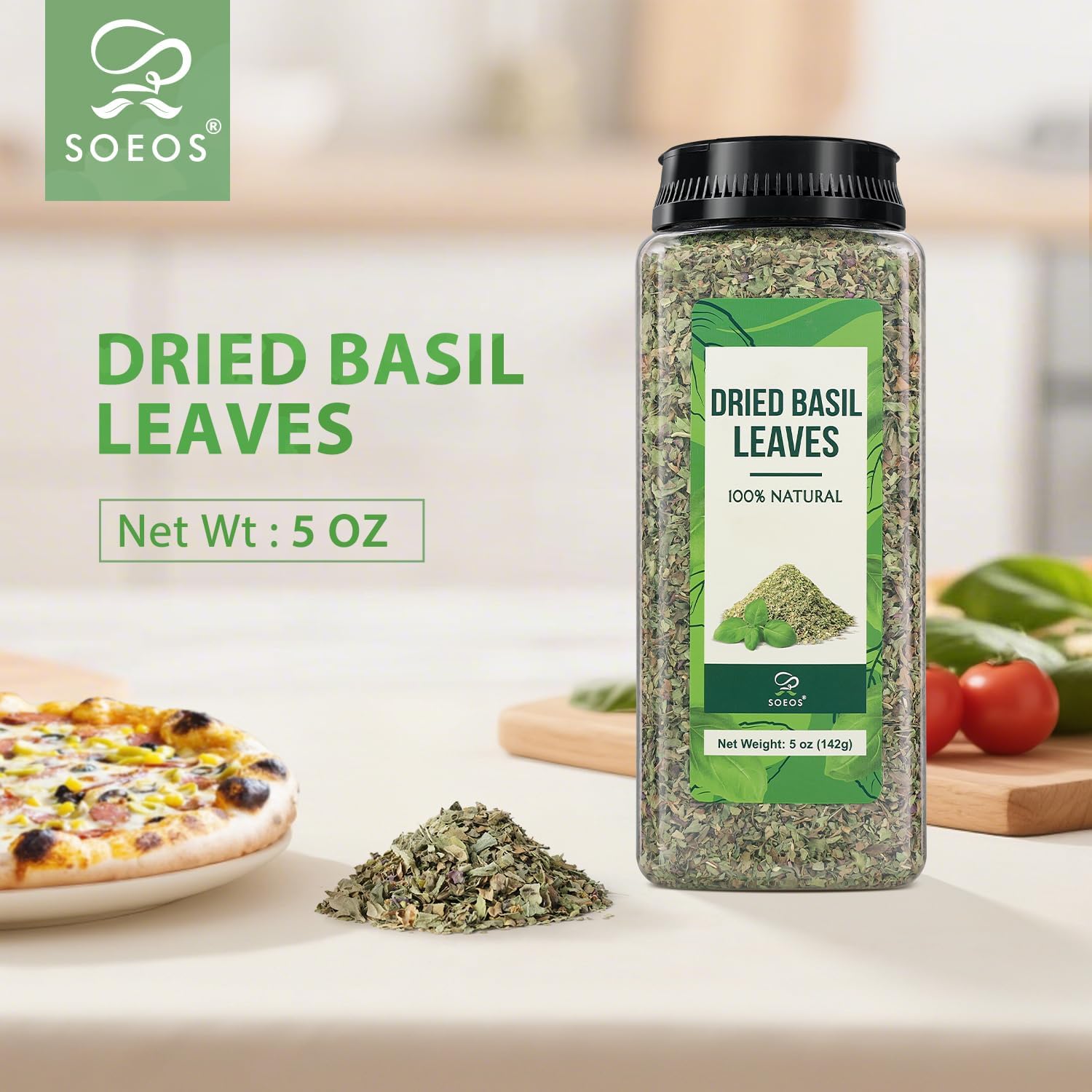 Soeos basil leaves cut and sifted for easy cooking and seasoning.