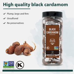 Soeos Black Cardamom Pods roasted-scent showcases warm, bold notes for curries.