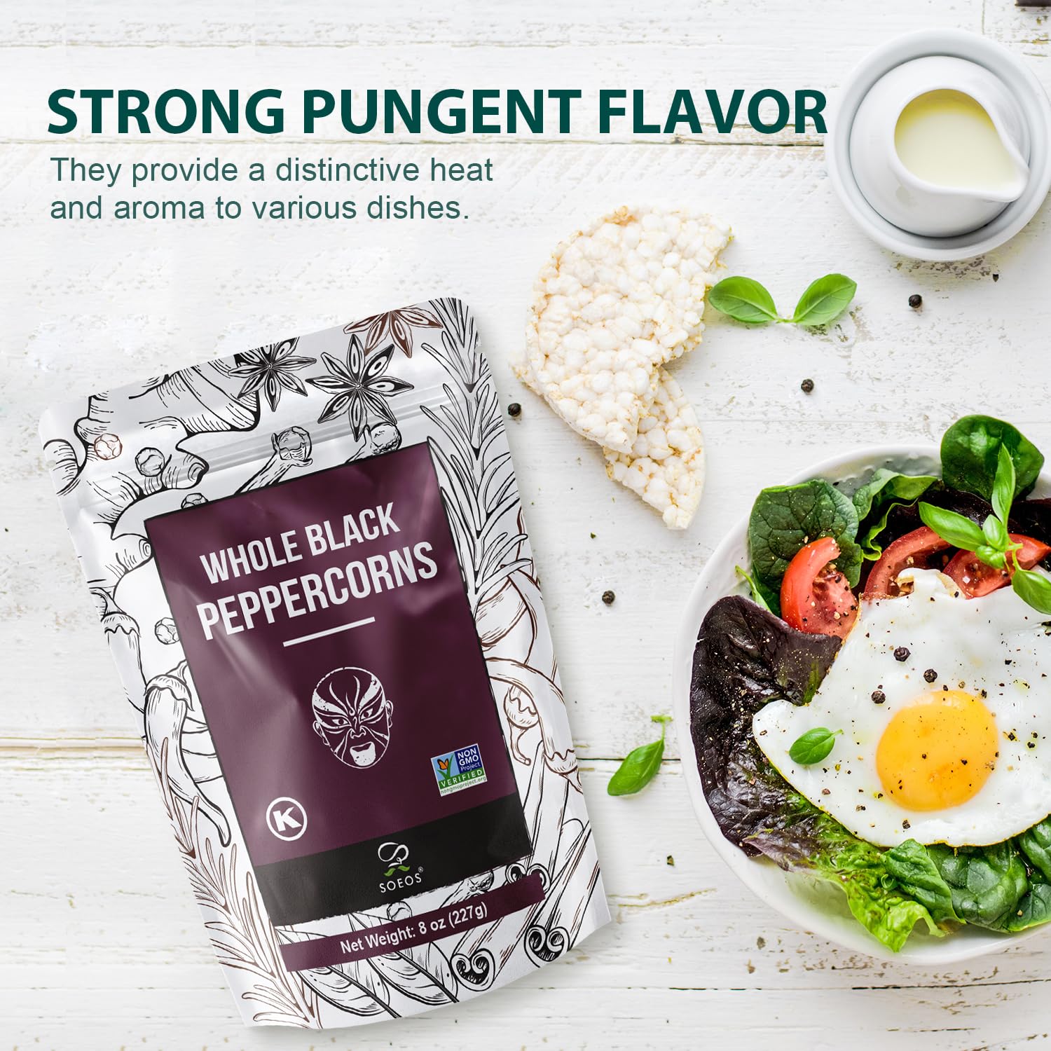 Soeos peppercorn aroma enhances cooking and finishing touch.