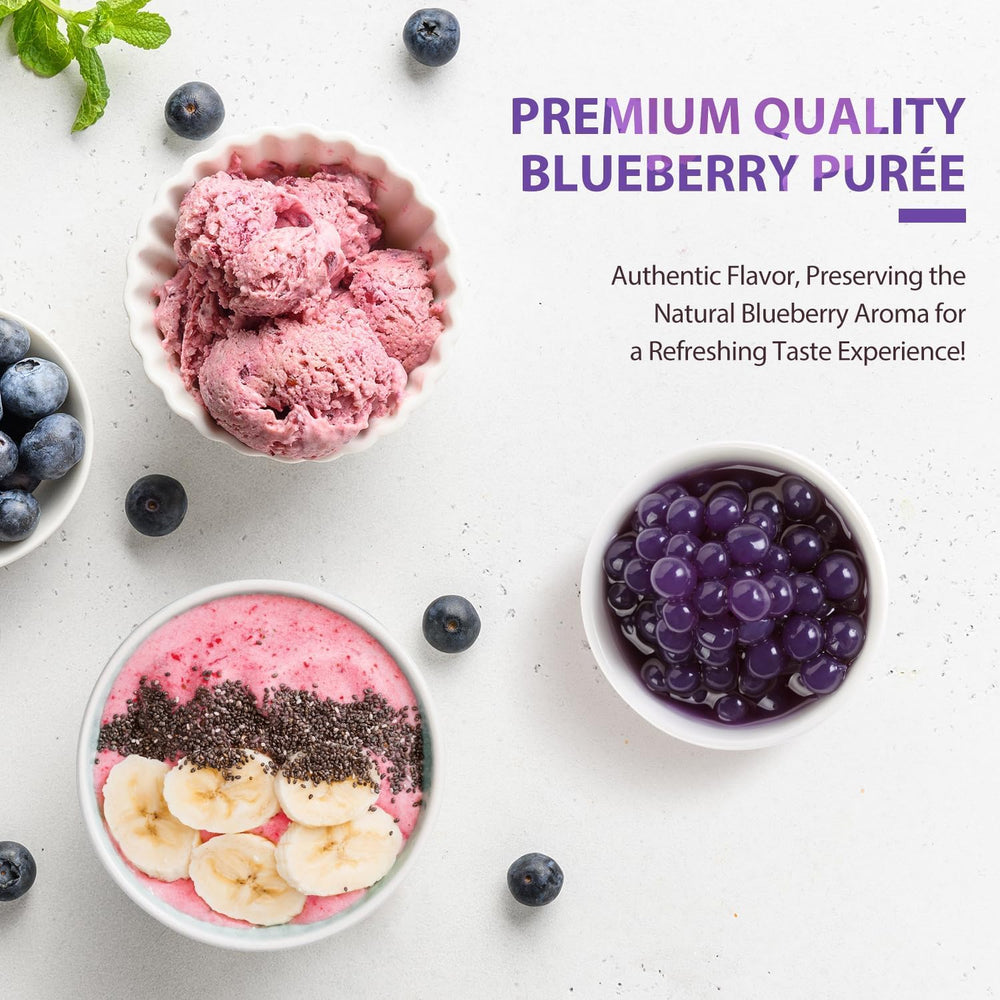 Soeos Blueberry Popping Boba as a colorful dessert topping.