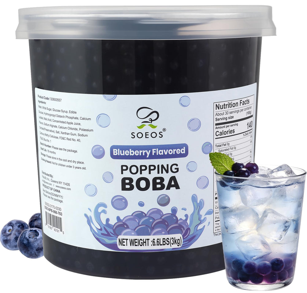 Soeos Blueberry Popping Boba packaging ready for home use.
