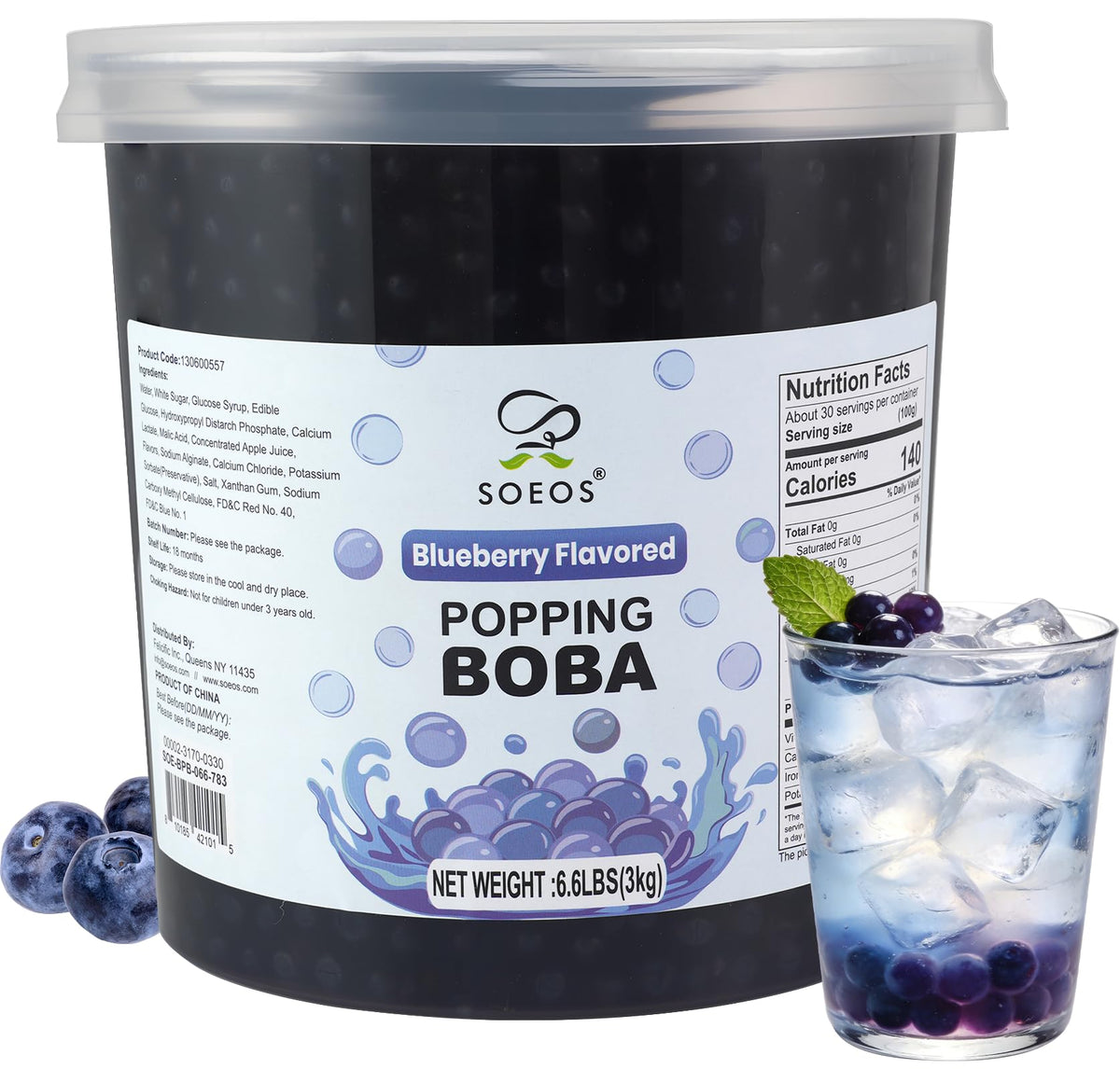 Soeos Blueberry Popping Boba packaging ready for home use.