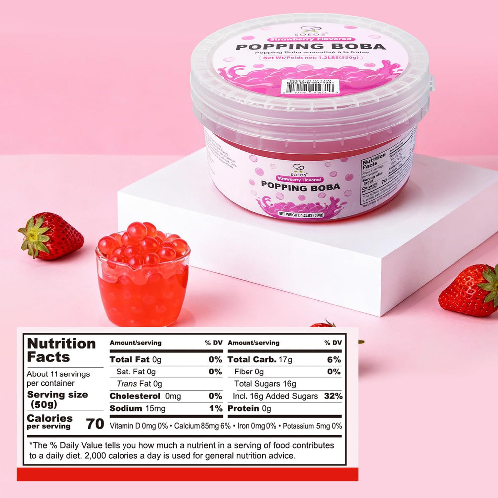 Soeos bubble tea pouring pearls showcasing vibrant color and playful popping texture
