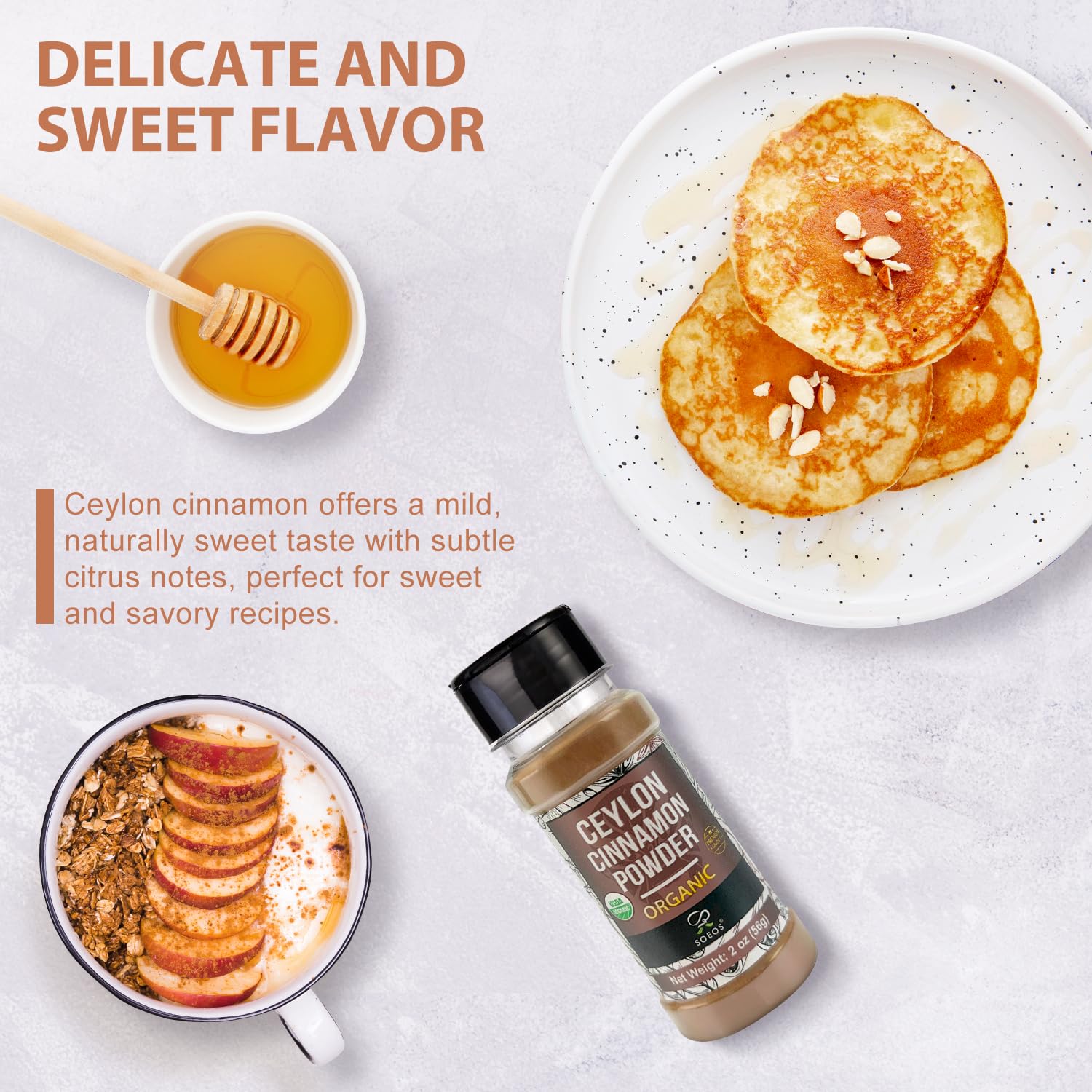 Soeos Ceylon cinnamon for beverages adds warm aroma to coffee and tea