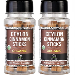 Soeos Ceylon cinnamon sticks 2-pack, perfect for flavoring coffee and beverages.