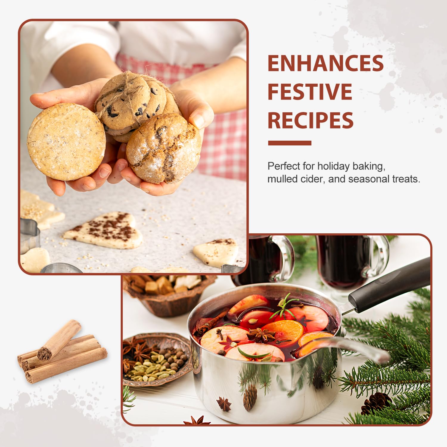 Festive presentation using Soeos cinnamon sticks as decor