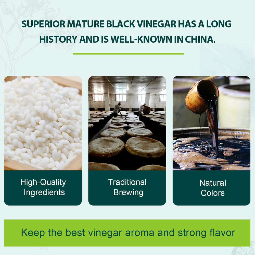 Soeos Chinkiang Vinegar is free of colorants and naturally fermented.