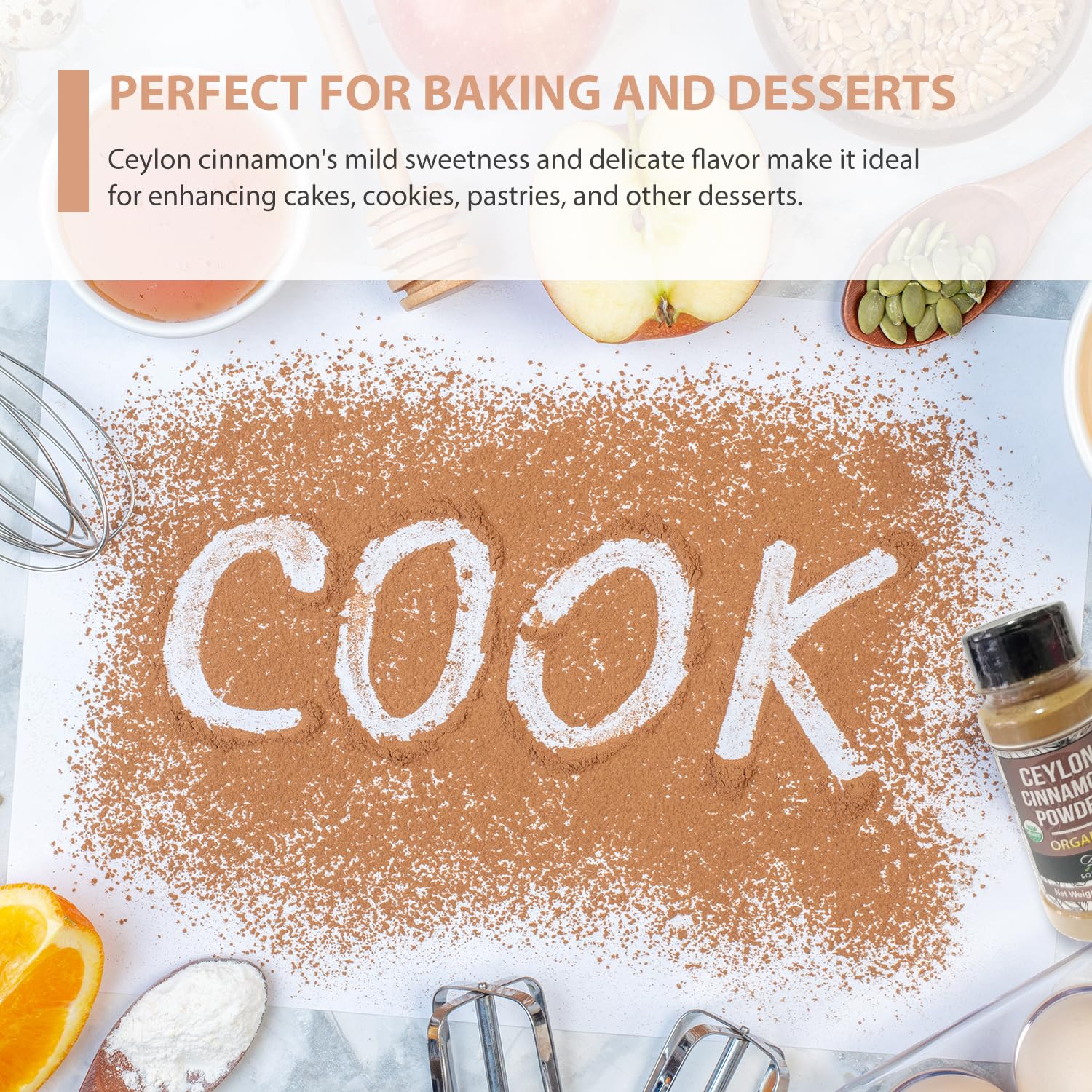 Soeos cinnamon powder dusting on pastries suggests subtle spice enhances flavor depth