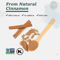 Soeos Cinnamon Powder with varied dishes suggests versatile seasoning for sweet and savory.