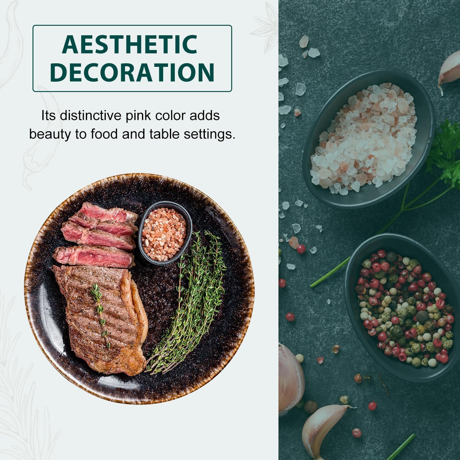 Soeos Coarse Pink Salt used on meat for depth and flavor