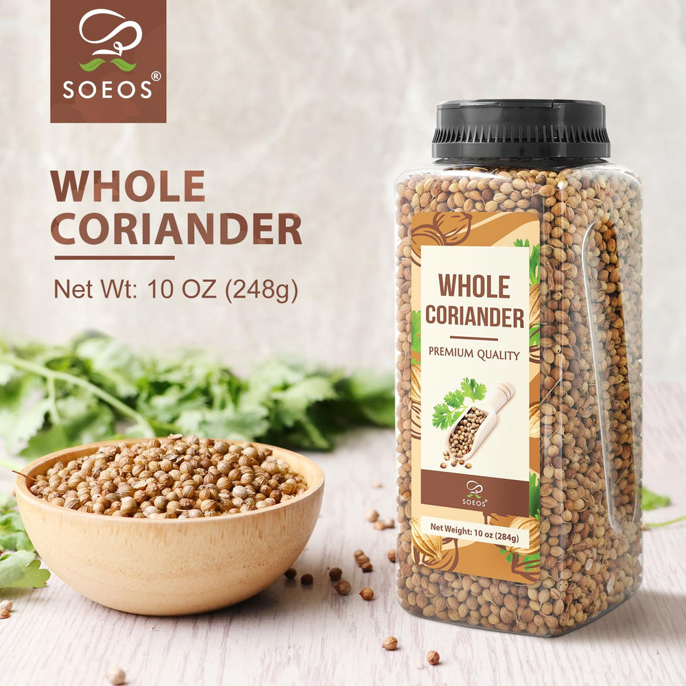 Aromas rise from Soeos coriander seeds, ready to grind at home.