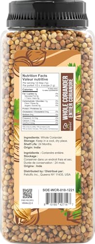 Close-up of Soeos coriander seeds reveals plump grains and natural aroma.
