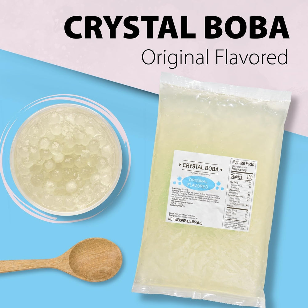 Soeos crystal boba chewy texture closeup highlighting the jelly bite.