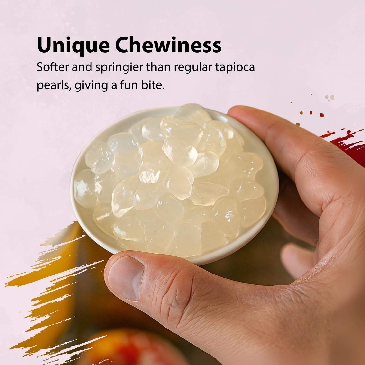 Soeos crystal boba topping dessert bowl adding chewy texture to treats.