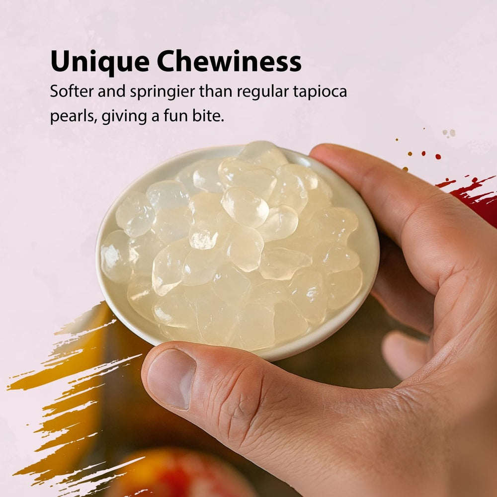 Soeos crystal boba topping dessert bowl adding chewy texture to treats.