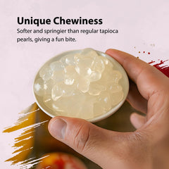 Soeos crystal boba topping dessert bowl adding chewy texture to treats.